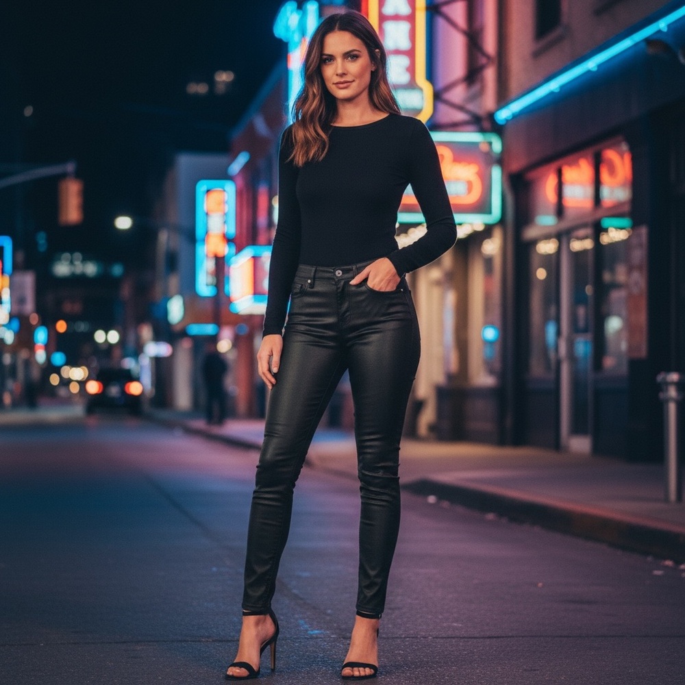 FRAME DENIM Ali High Rise Cigarette Jeans In Black Coated!